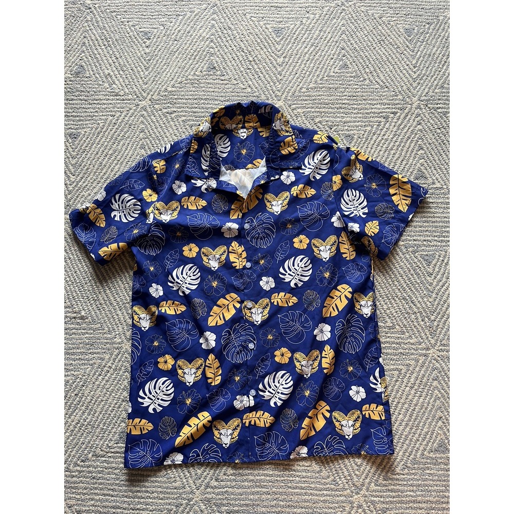 Los Angeles Rams Short Sleeve Button Shirt - Polyester - Blue/Yellow/White - Sma